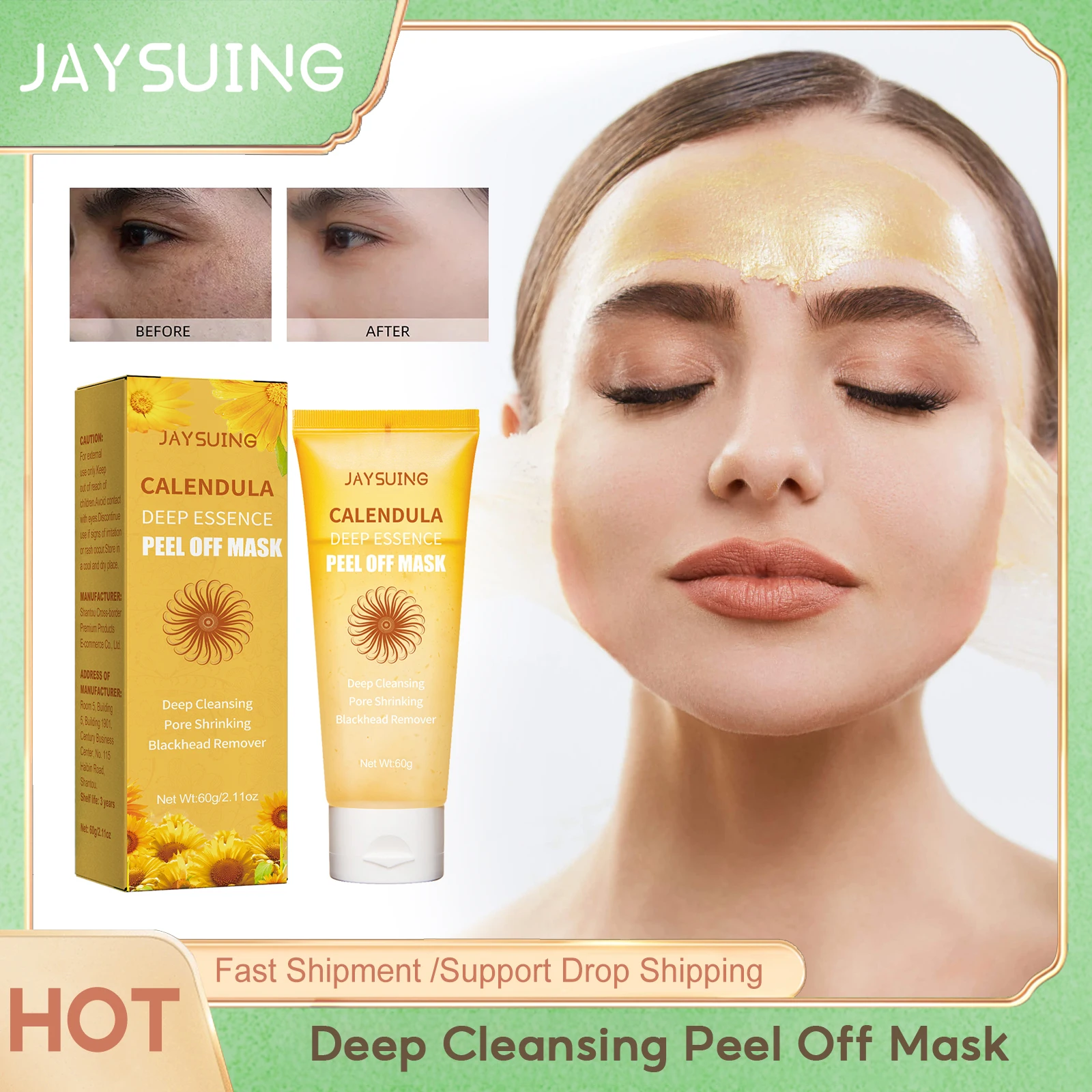 

Deep Cleansing Peel Off Mask Blackhead Remover Against Black Dots Shrink Pores Oil Control Moisturizing Brighten Skin Care 60g