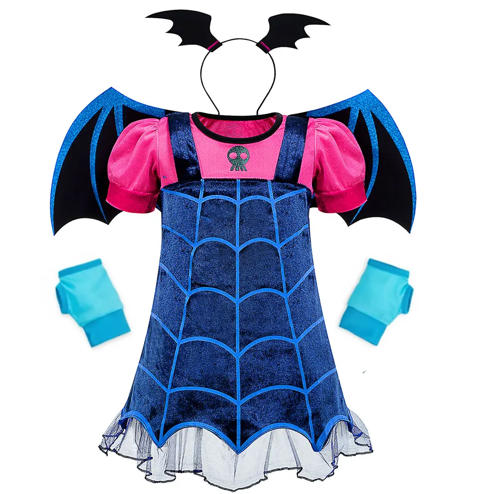

Платье вампирина с крыльями для Хэллоуина, костюм вампира для девочек, праздничная одежда, детская одежда для карнавала Пурим, Детский кост...