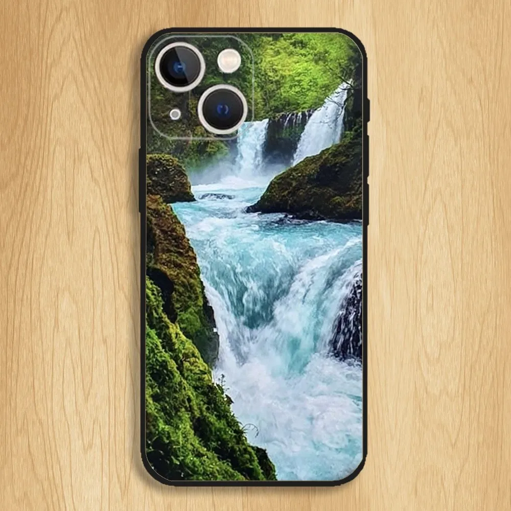 Чехол для телефона Водопад природа деревья корабль iPhone15 14 13 12 11 Pro Max Plus Mini X XS XR 8 7 6 S