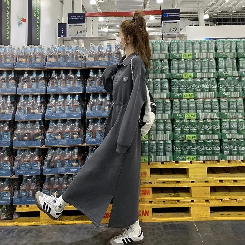 Новинка 2024 женское осеннее платье-свитшот с длинным рукавом и капюшоном