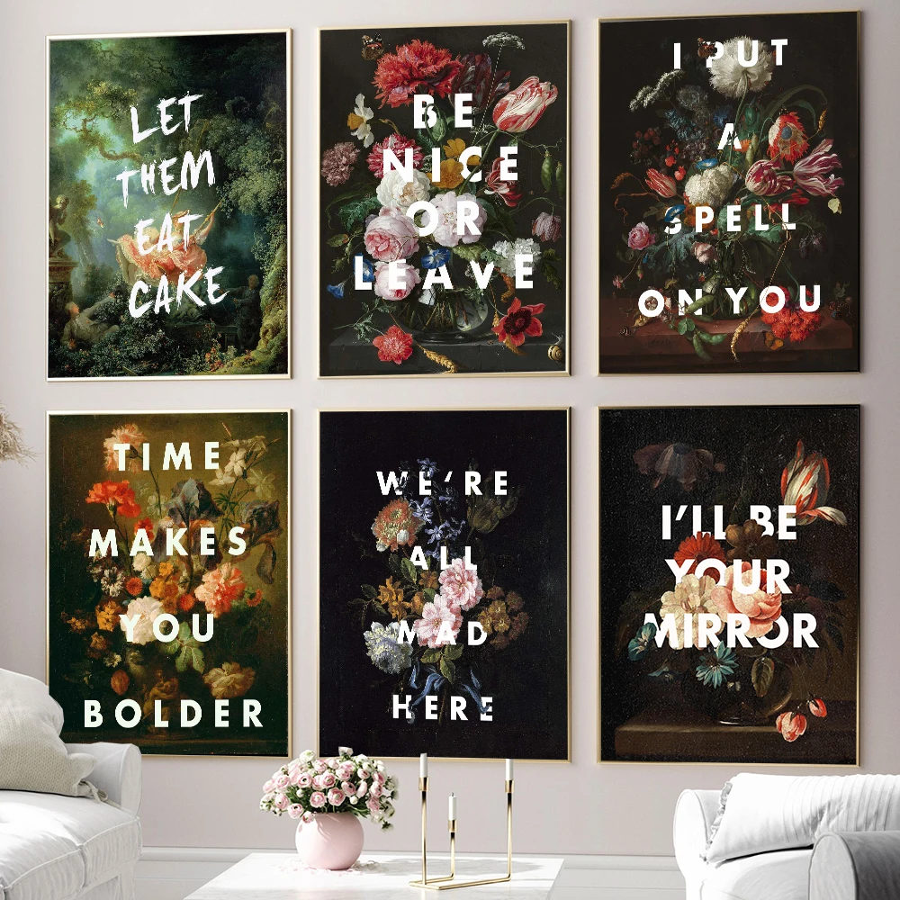 Постер с изображением цветов мы все Crazy принтом цитатой Pretty или оставляем веселье