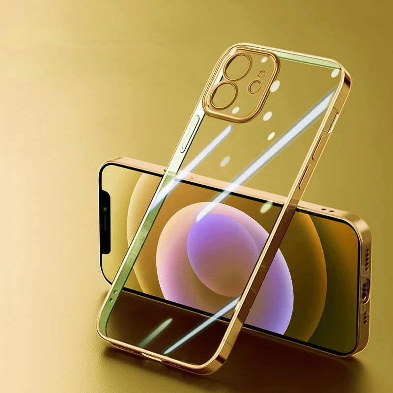 

Custodia trasparente con cornice quadrata per iPhone 11 12 13 Pro Max Mini X Xr XS SE 2020 7 8 Plus Cover trasparente in silicon