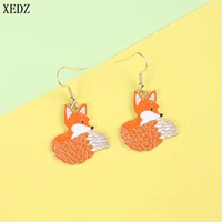 xedz 2pcsset squirrel enamel earring pendants brown charm cute metal earrings handmade earrings fashion jewelry gifts