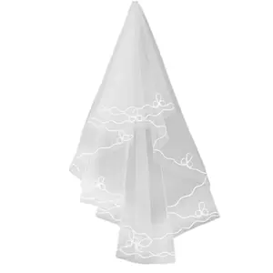 Минималистичная Однослойная Женская длинная белая свадебная вуаль Водорастворимая сетчатая пряжа волнистая