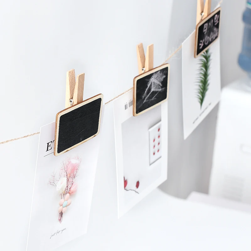 

10 шт., мини деревянные зажимы для доски, папка для заметок, зажимы для фотографий, прищепки, Mark Chalkboard Planner, зажим, держатель, свадебные украшен...