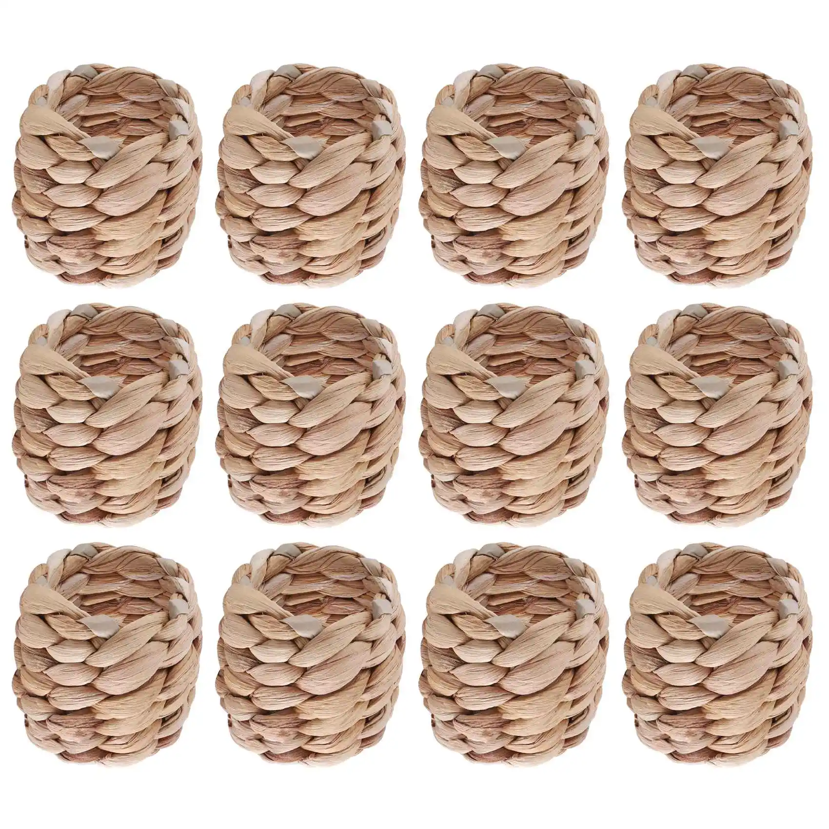

Water Hyacinth Napkin Rings Set of 12, Hand-Woven Farmhouse Napkin Rings, Rustic Napkin Rings for Birthday Party