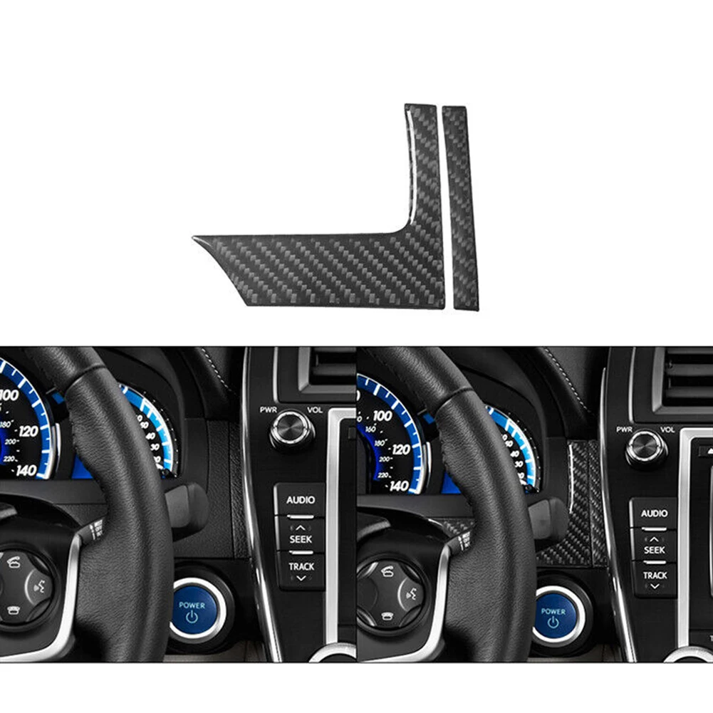 

2pcs Dashboard Right Cover Trim Strip For Toyota For Camry 2012-14 Carbon Fiber DIY Interior Decoration Car Accessories