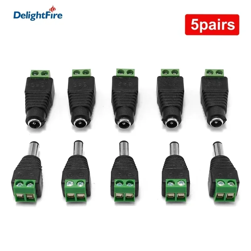 

5 компл. разъем питания постоянного тока 5,5x2,1 мм «мама-папа» разъем адаптера питания для контроллера светодиодной ленты монитор камеры видеонаблюдения