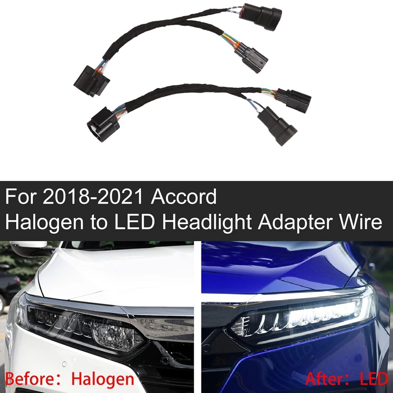 

1 пара для 2018 19 20 2021 Honda Accord от галогенной светодиодный светодиодной фары адаптер проводного жгута лампа обновленная Модифицированная прово...