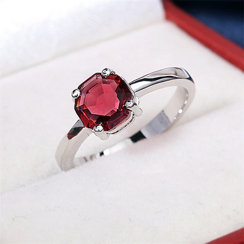 

100% Real S925 Silver Sterling Ruby Ring for Women Fine Anillos De 925 Silver Jewellry Gemstone Bizuteria Ruby Anel Rings