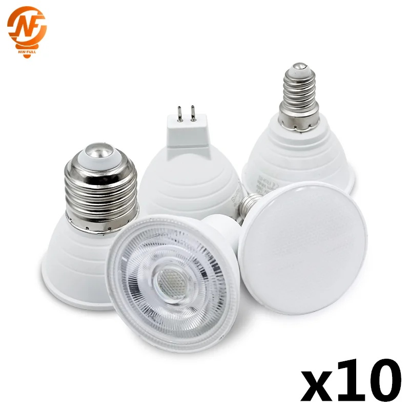 

10pcs/lot E27 LED E14 Lamp MR16 Spotlight BULB 6W Spot Light Bulb 220V 2835SMD lampara LED Bombilla GU10 led Ampul Home Lighting