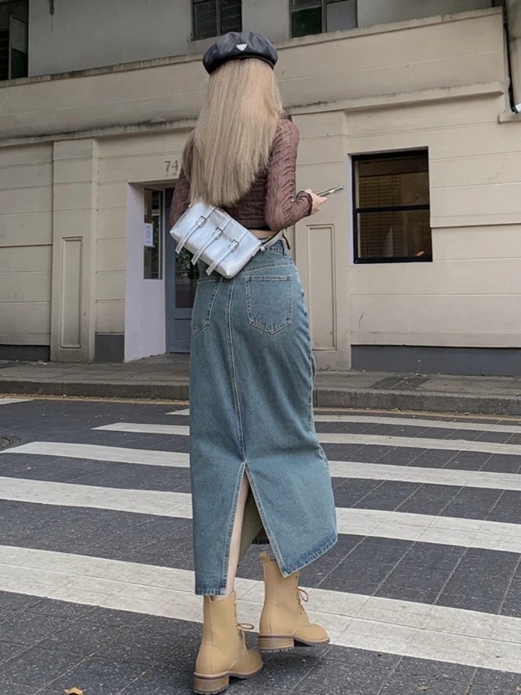 Юбки-миди женские с высокой талией в американском стиле для студентов крутая