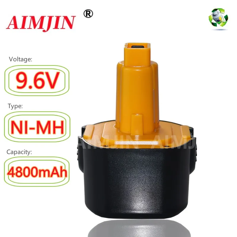 

9.6V 4800mAh Ni-MH Replacement Battery Compatible For Dewalt with DE9061 DE9062 DW9061 DW9062 DE9036 DW911 DW921 DW9614 DW050