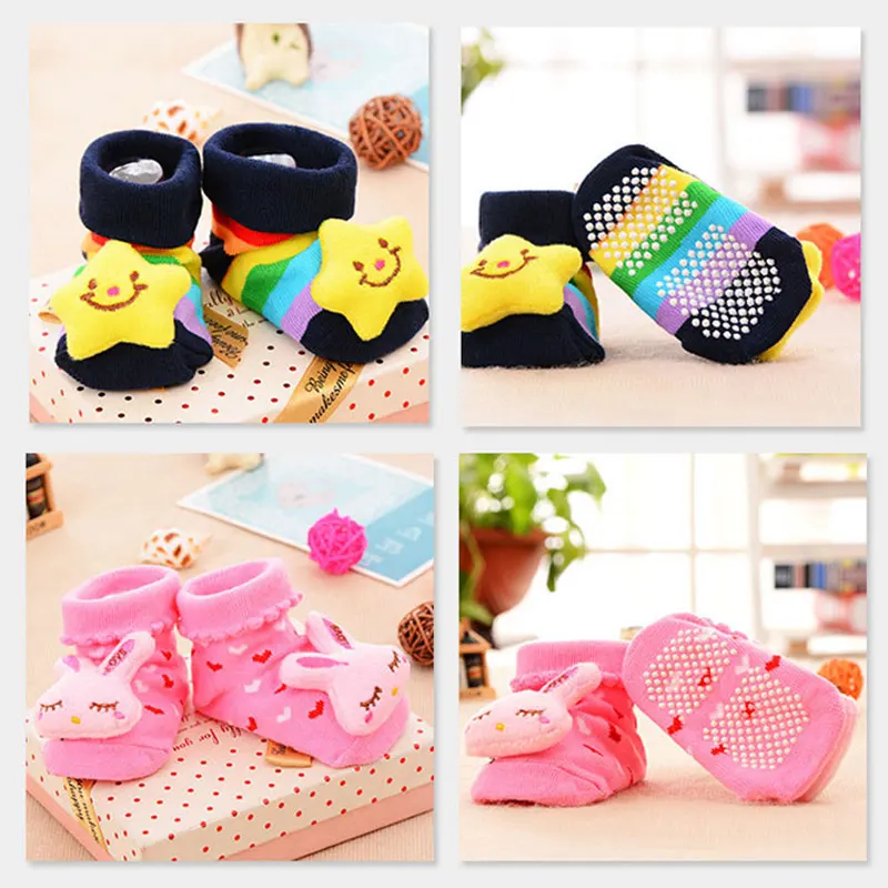 

Kids Toddlers Cotton Cartoon Animal 3D Doll Warm Socks Baby Boy Girl Anti Slip Rubber Floor Socks for Infant Newborn Baby Stuff