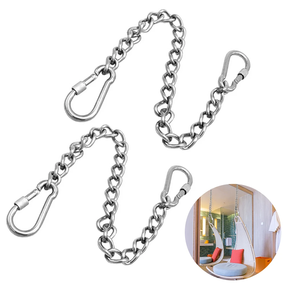 

2pcs Outdoor Hammock Chain Heavy Duty Stainless Steel Garden Hanging Chair Chain With Carabiners Yard Load-bearing Chain Home