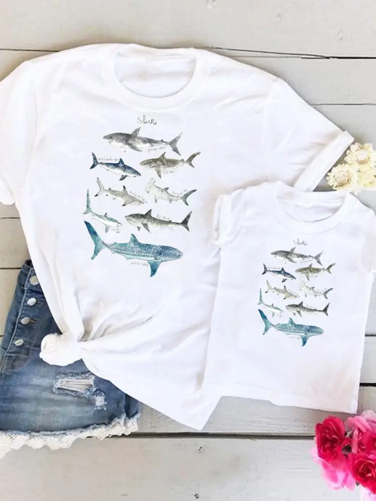 

Sea Animal Beach Clothing Tee Family Matching Outfits Summer Women Kid Child Mom Mama Mother Tshirt Clothes Graphic T-shirt