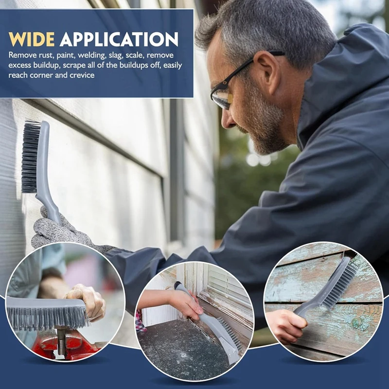 Щетка из проволоки нержавеющей стали 2 шт. с прочной ручкой и металлическим