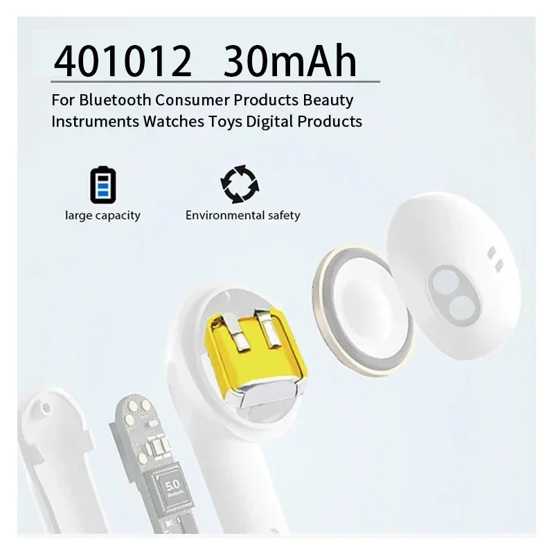 Литий-полимерная аккумуляторная батарея 3 7 В 30 мАч 401012 Для MP3 MP4 GPS TWS