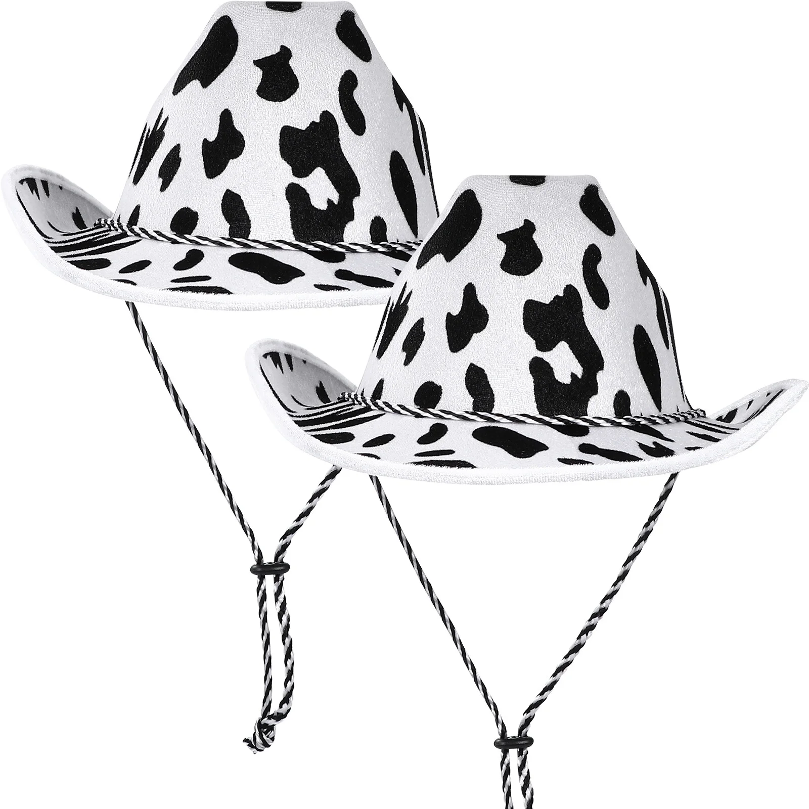 

2 Pcs Big Brim Hat Felt Cowgirl Western Cowboy Party Hats Women Black Printing Straw Adults Rural