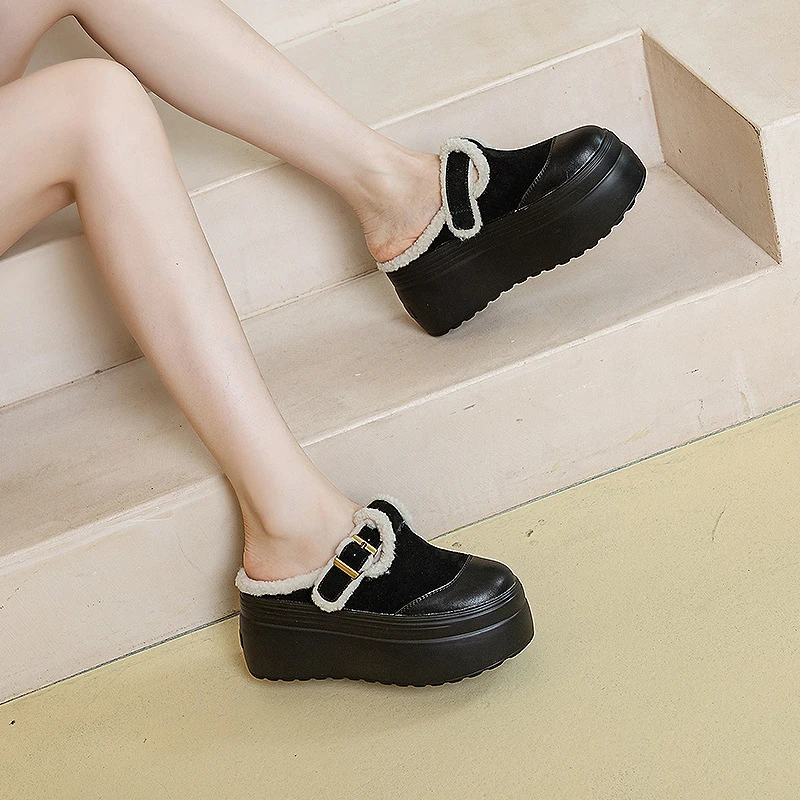 Женские зимние туфли на платформе теплые плюшевые женские Зимние полуботинки из