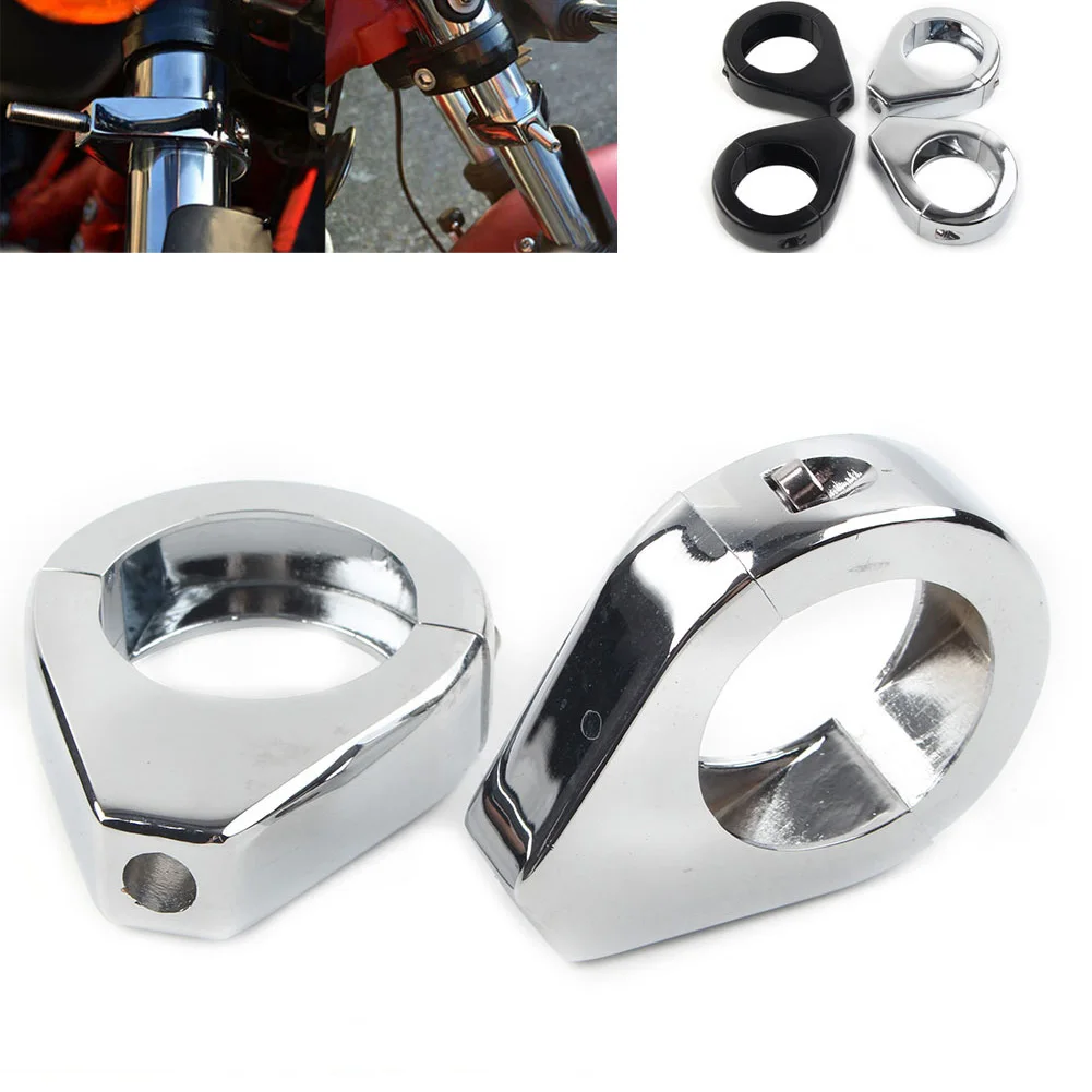 

1Pair Motorcycle Fork Clamp Turn signal Clamps For Harley Davidson Softail Mount Bracket with 41mm Fork Black/Chrome