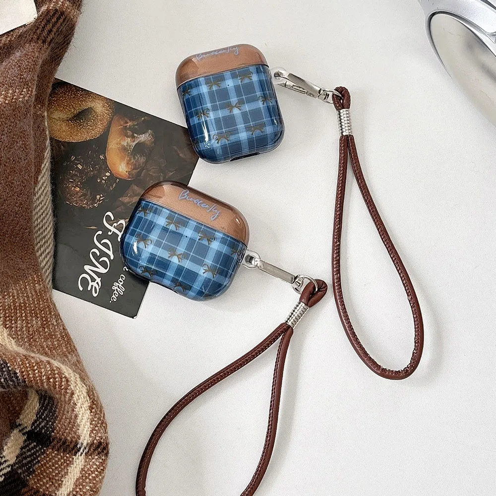 Мягкие чехлы для наушников Bluetooth с решетчатой сеткой и бантом AirPods 4 ANC 1 2 3 Pro