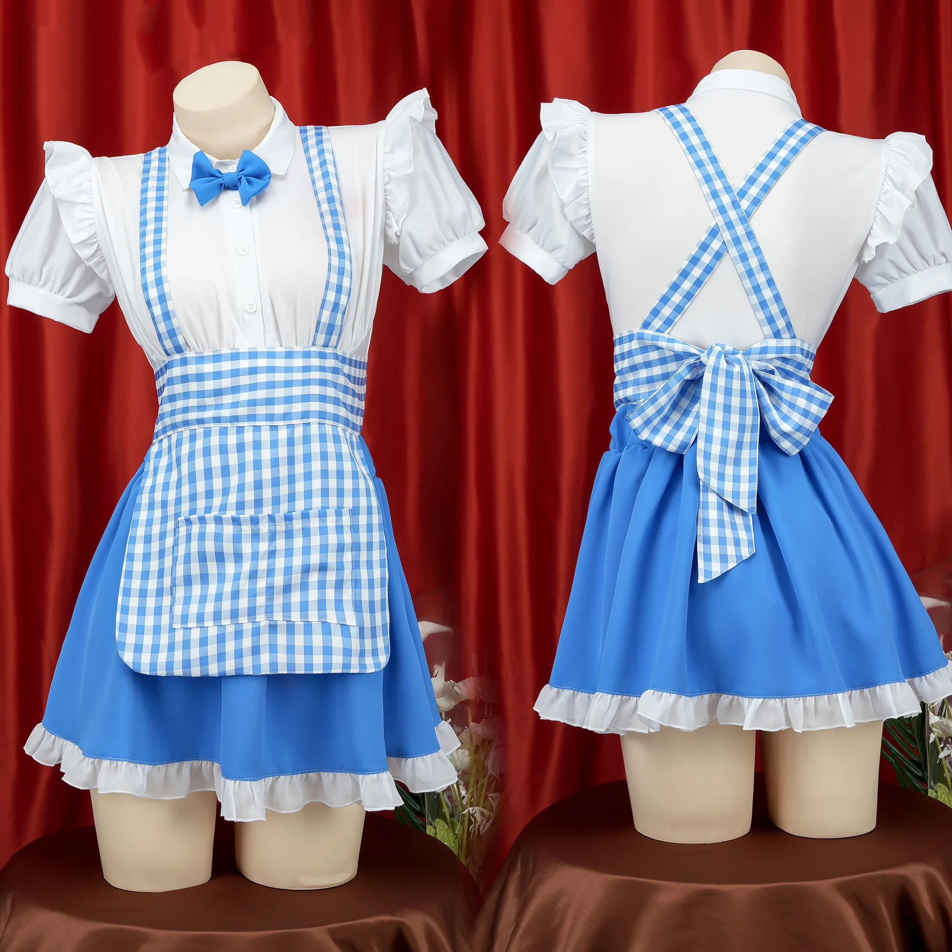 

NEW Anime Blue Lolita Maid Cosplay Costume Dress Girls Woman Waitress Maid Party Stage Costumes Maid Nightgown