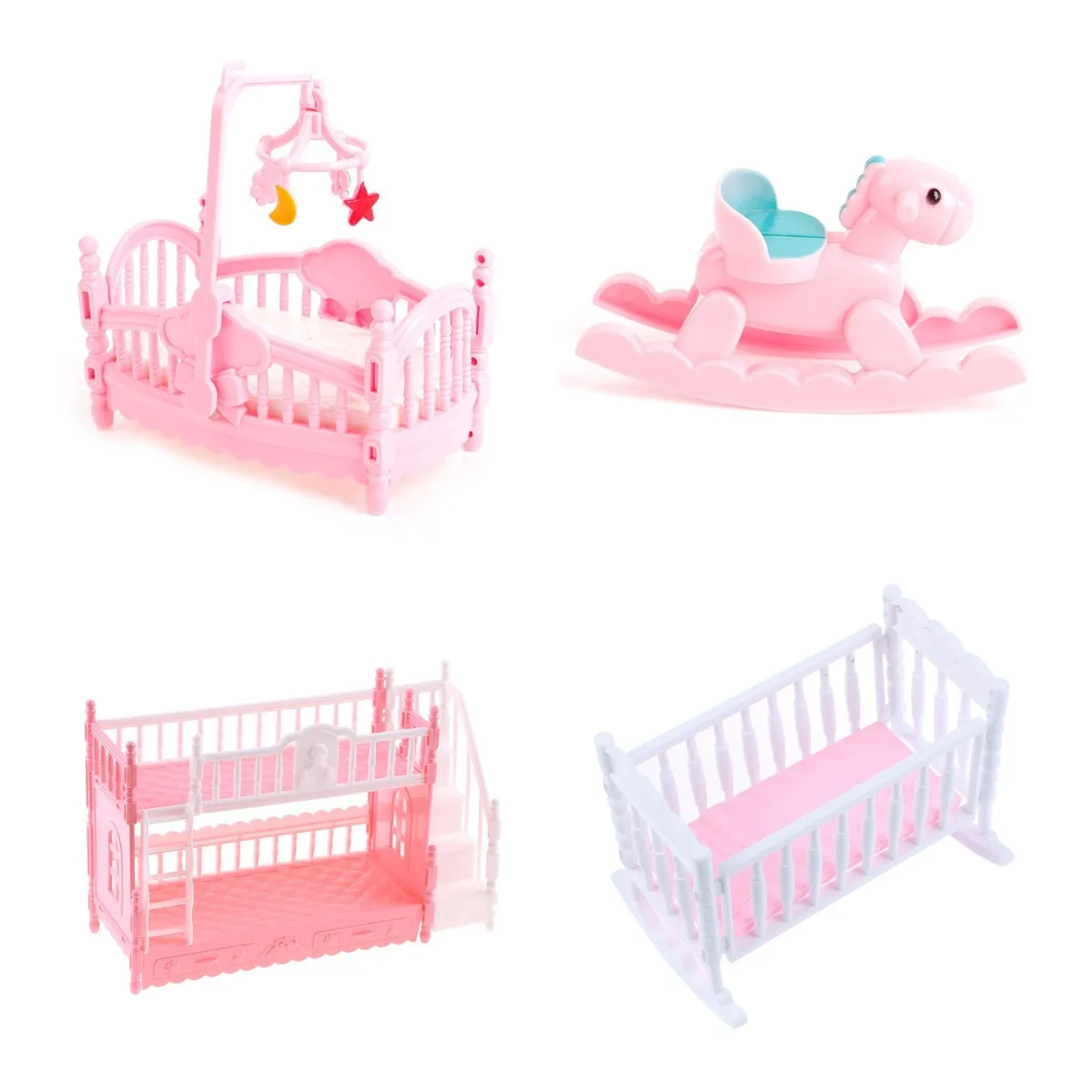 1 шт. пластиковая миниатюрная кроватка и деревянная лошадь для детей подарок