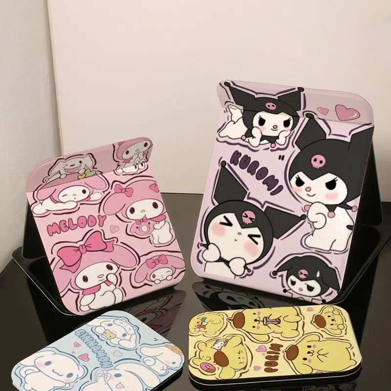 

Sanrio Kawaii Kuromi Cinnamoroll Folding Make Up Mirror Girls Heart Female Cute Cartoon Pompompurin Desktop Makeup Mirror Toys