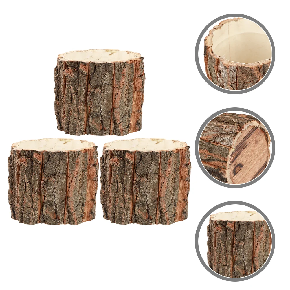 

Wooden Stump Planter Flower Bucket Indoor Artificial Plants Local Planting Holder Vase