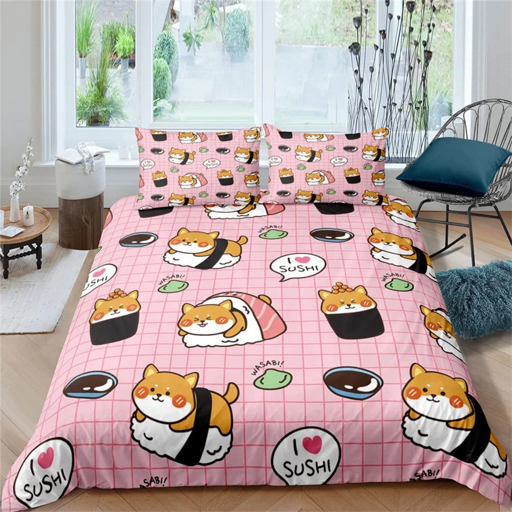 

Shiba Inu Kawaii Cat Animal Kids Quilt Durex Twin Full King Size 3Pcs Duvet Cover Bedding Linen Set Bedspread 200x200 240x220