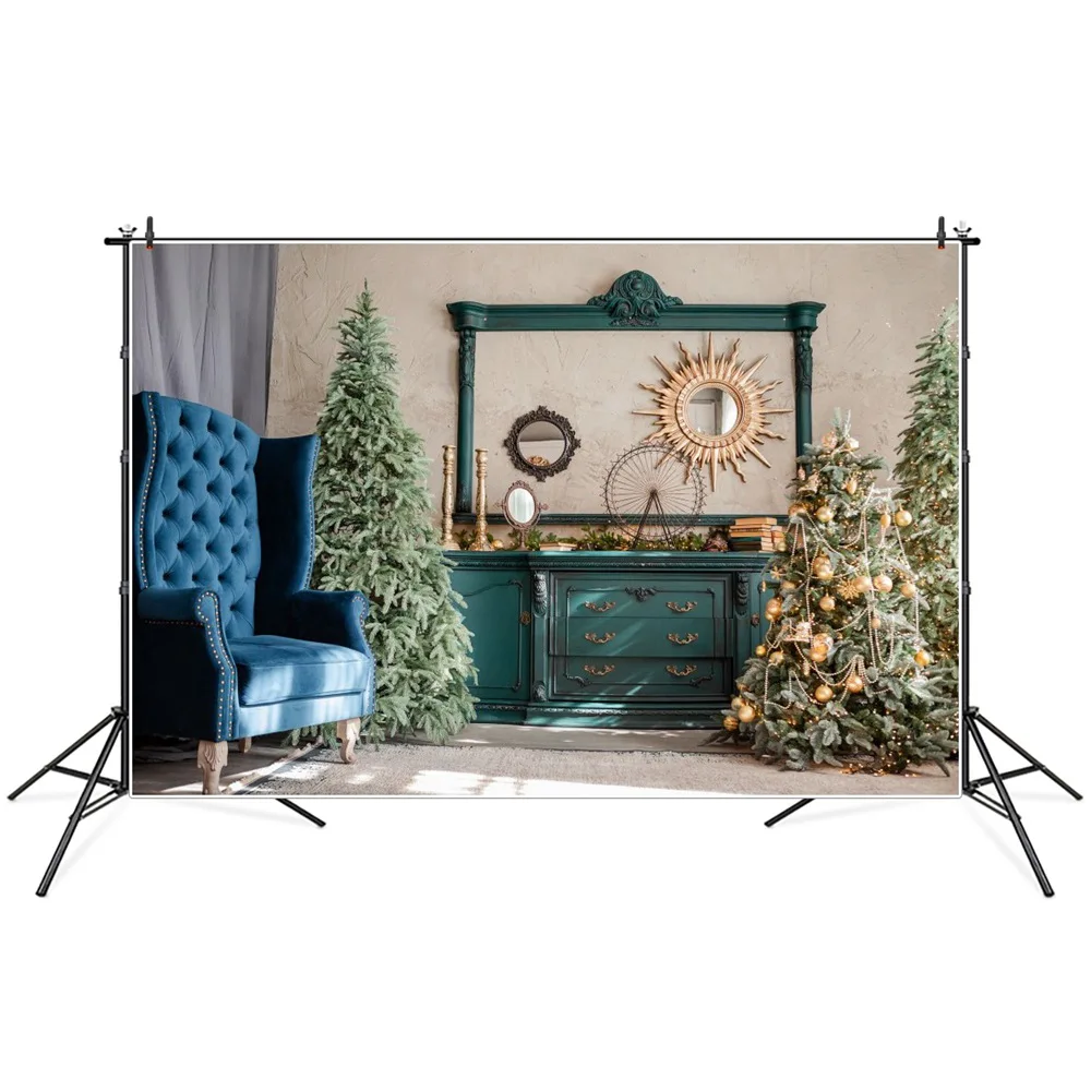 

Фон для студийной фотосъемки с изображением рождественской елки Кабинета шикарного интерьера комнаты