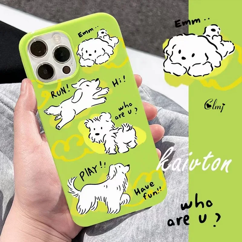 

Clmj Vintage Cute Dog Phone Case For iPhone 11 XR 7 8 Plus 12 Mini 13 Pro Max X XS Se 2020 Cartoon Animal Silicone Phone Cover