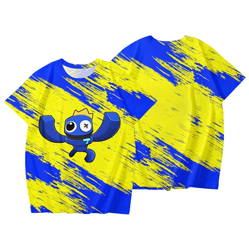 

Cotton Family Girls and Boys Summer Tees Game Rainbow Friends 3D Print T-shirt Funny Cartoon Graphic Tee-shirt Short Sleeve Tops