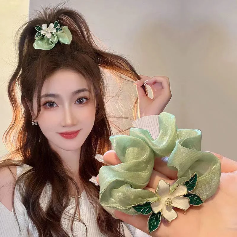 Элегантная женская веревка для волос с цветком гардении резинка шелковистая