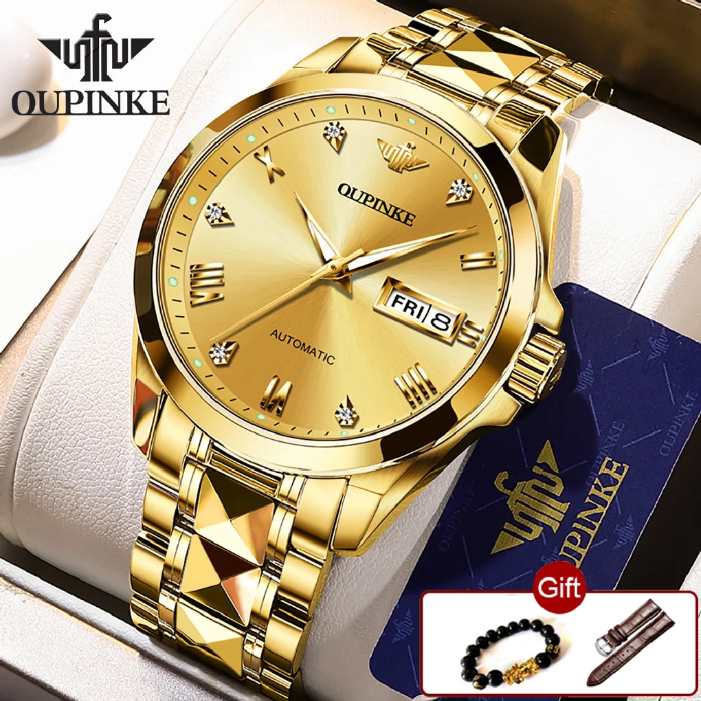

OUPINKE Luxury All Gold Watch Men Automatic Mechanical Sapphire Waterproof Sports Top Brand Wrist Watches Relogio Masculino