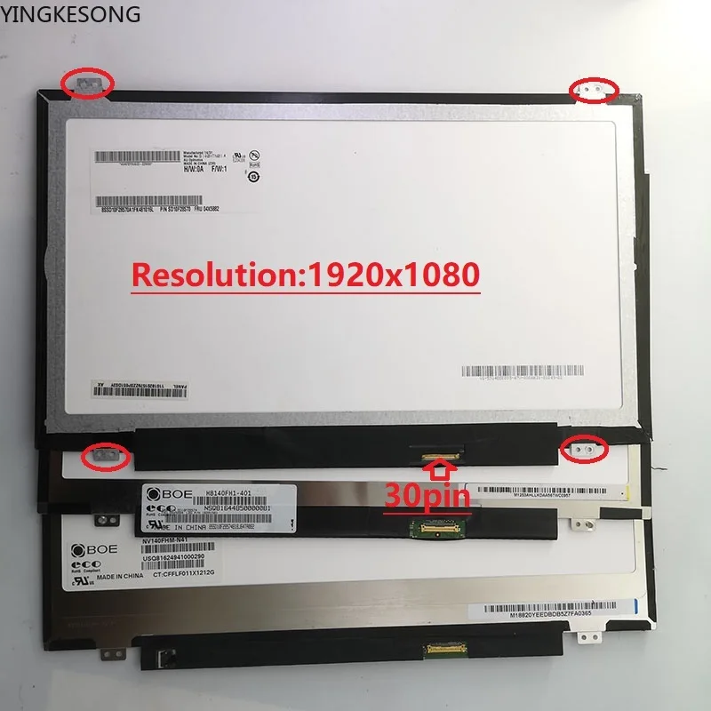 

14.0" SLIM 30PINS 1920*1080 FHD EDP LTN140HL05 LTN140HL02 B140HAN02.4 B140HAN02.1 B140HAN01.2 LP140WF3-SPL1 laptop lcd screen