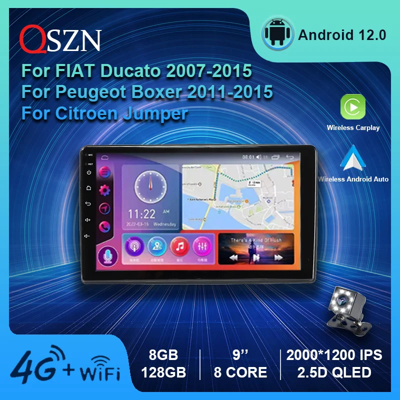 

QSZN Android 12 Car Radio For Fiat Ducato 2007-2015 Citroen Jumper Peugeot Boxer Multimedia Video Player GPS 4G Carplay Auto DSP