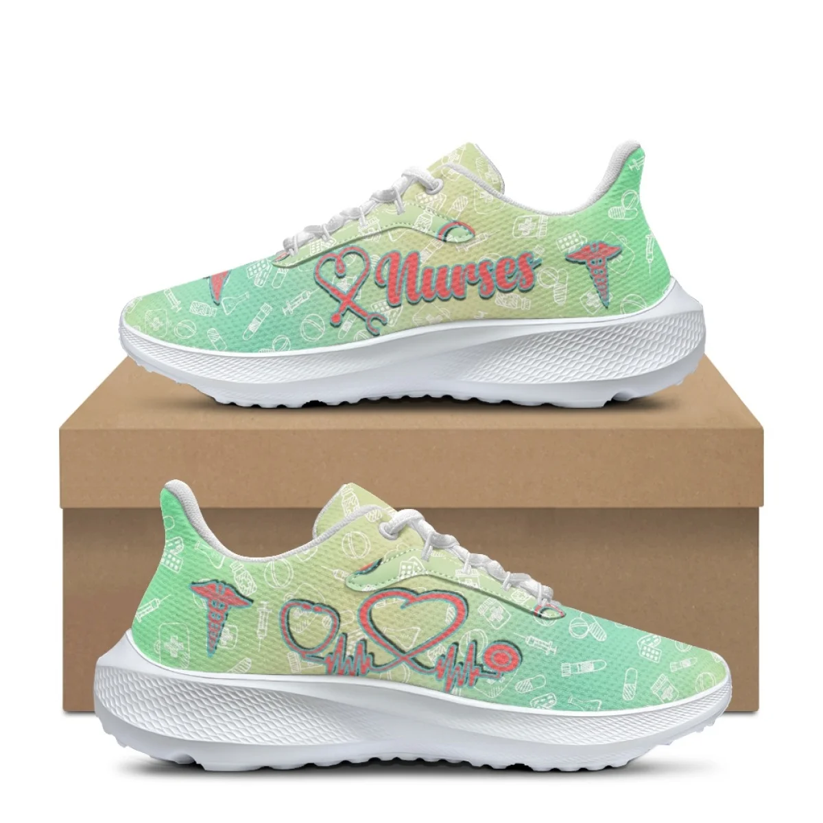 

Classic Nurse Stethoscope Designer Comfortable Running Shoes Indoor Outdoor Non-slip Casual Flat Shoes For Teens Print On Demand