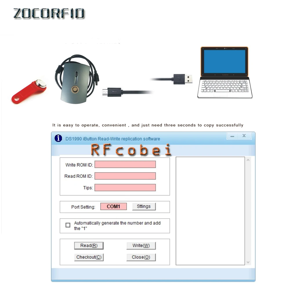 Программатор USBRS232 DS1990A TM iButton, устройство для чтения и записи, Дубликатор копировального аппарата, бесплатный ключ-жетон RW1990 и ФОБ-брелок (art.: 3920bedb98587) - 3920bedb98587
