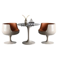 yj stone plate negotiation table and chair combination round marble creative meeting negotiation leisure reception table