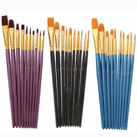 artist paint brush set 10pcs high quality nylon hair wood black handle watercolor acrylic oil brush painting art supplies