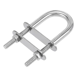 Uxcell Round U-Bolt 1.18"(30mm) Inner Width 90mm Length 304 Stainless Steel M6 with Nuts, Plates 2 Sets