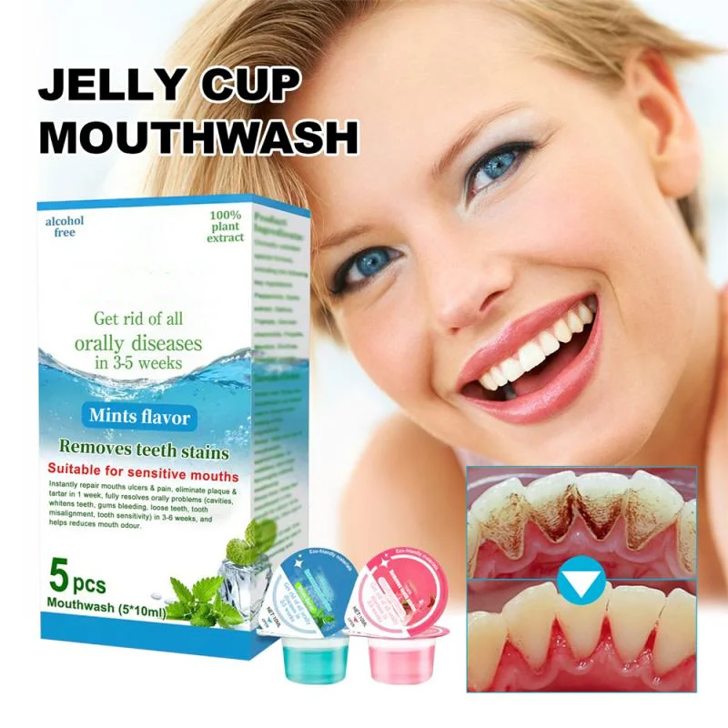 

5Pcs Portable Disposable Mint Rose Flavor Clean Mouth Jelly Cup Mouthwash Water For Women Men Outdoor Travel