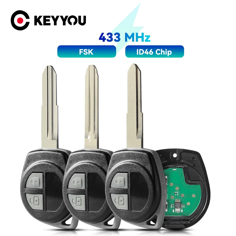 

KEYYOU For Suzuki Swift SX4 ALTO Grand Vitara 2015 Ignis JIMNY Splash 2 Buttons 433Mhz FSK ID46 Chip Car Remote Key