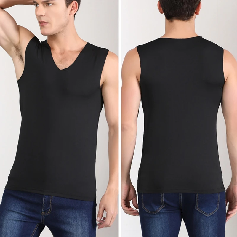 FK Ice Silk Mens Underwear Sleeveless Summer Tank Top Solid Muscle Vests Seamless Undershirts Male Gymclothing Men's Vest 3PCS