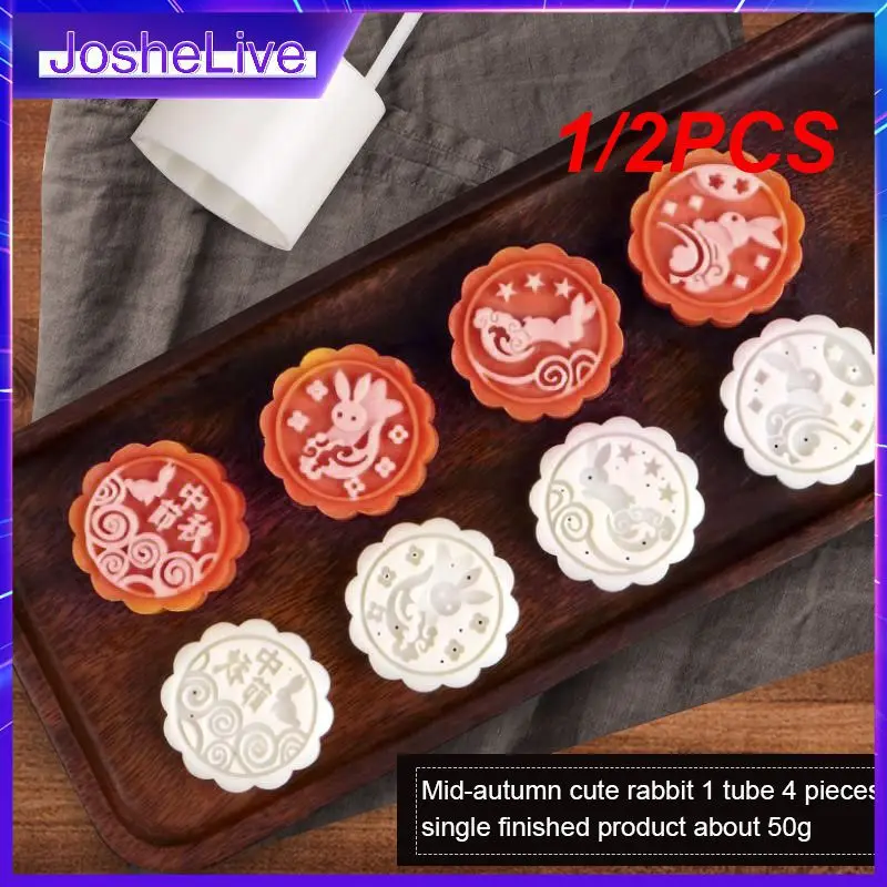 

1/2PCS Style Flower Shaped Mooncake Mold Set Hand Pressure Fondant Moon Cake Decorating Tools Cookie Cutter Pastry Baking