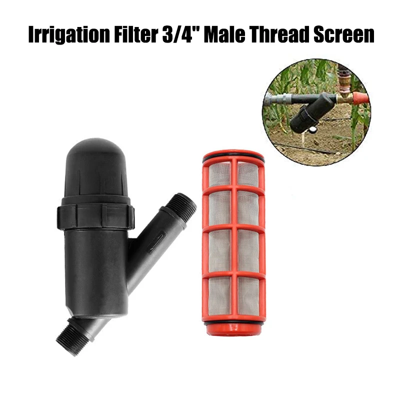 

3/4" Male Irrigation Filter 120 Mesh Screen Water Filters Garden Irrigation Misting Spray System Impurities Strainer Tools