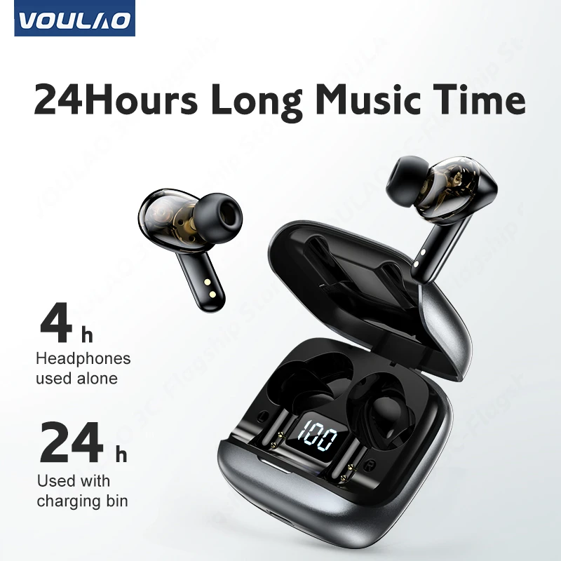 TWS Wireless Bluetooth 5.1 Noise Reduction Headphones Flip Design Headsets with LED Display HIFI Stereo Gaming Earphones Earbuds |