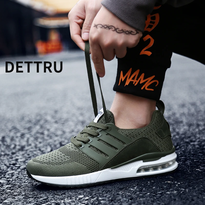 

Unisex Lightweight Flying Woven Air Cushion Sneakers Couple Fitness Shock Absorbing Running Shoes Large Size Zapatillas Hombre